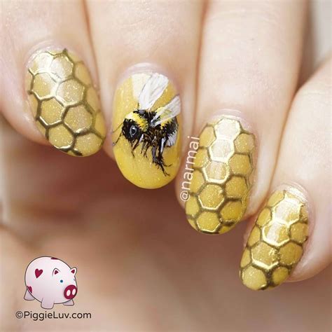 beautiful bee nail designs.